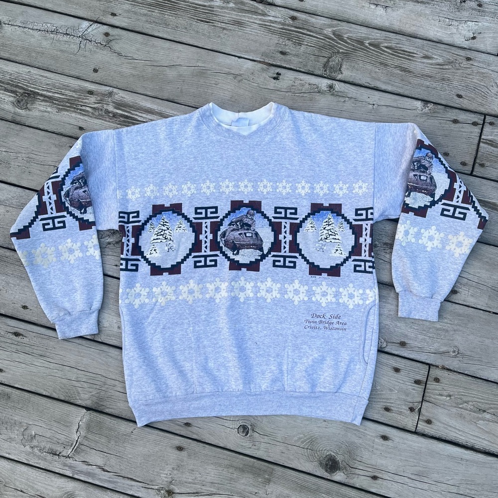 Vintage 1993 Arts Unlimited Snowmobile Crivitz, Wisconsin Crew Neck